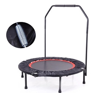 Factory wholesale indoor mini fitness trampoline with safety handle bar