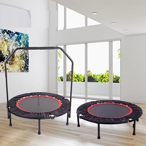 Factory wholesale indoor mini fitness trampoline with safety handle bar